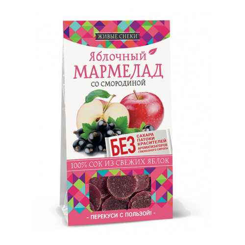 Мармелад яблочный Живые снеки со смородиной 4*90 г в Верный