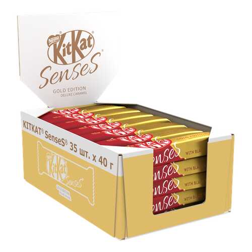 Белый шоколад KITKAT SENSES GOLD EDITION. DELUXE CARAMEL и молочный с вафлей 35шт по 40 г в Верный