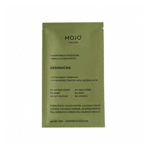 Шоколад кешью с зелёным чаем Genmaicha Mojo Cacao 20 г в Верный