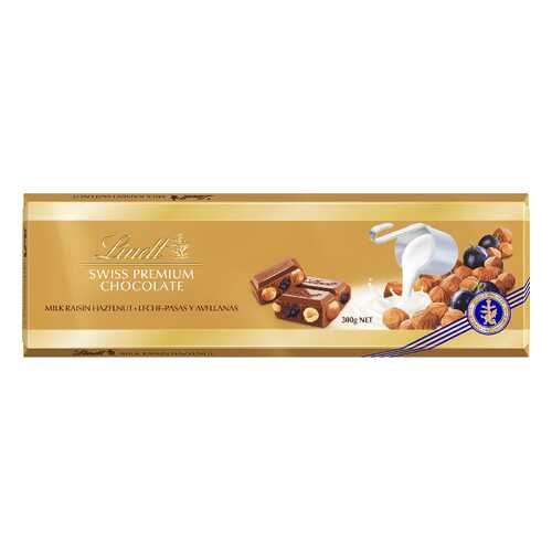 Шоколад молочный Lindt с изюмом и фундуком 10 шт по 300 г в Верный