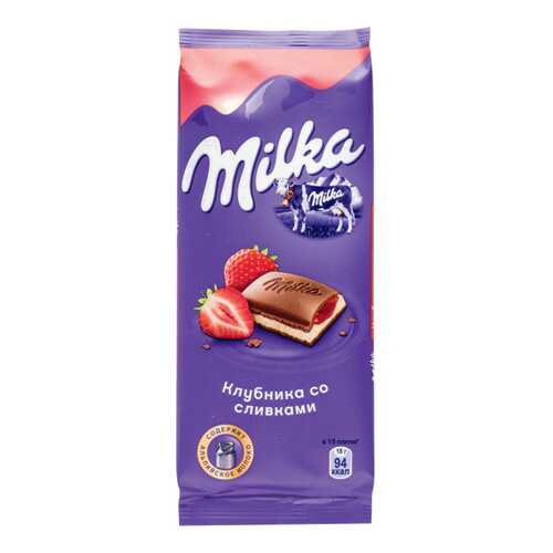Шоколад молочный Milka клубника со сливками 90 г в Верный