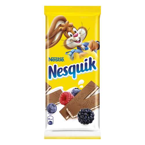 Шоколад молочный Nesquik с молочной начинкой, ягодами и злаками 100 г в Верный
