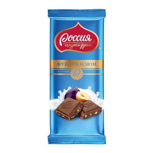 Шоколад Россия молочный с фундуком и изюмом 90 г в Верный