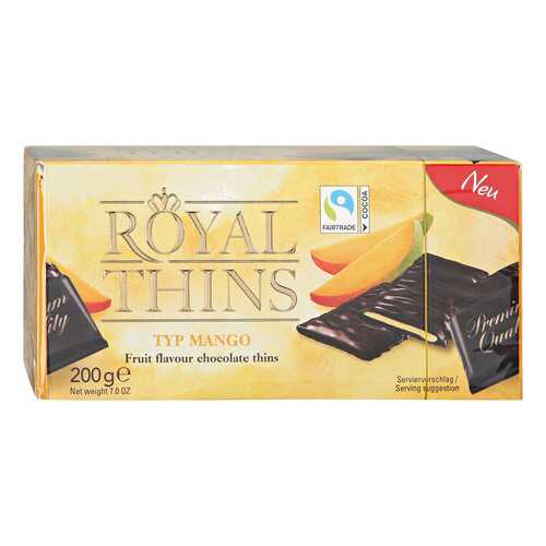 Шоколадные плитки Halloren Royal Thins темный cо вкусом манго 200г. в Верный
