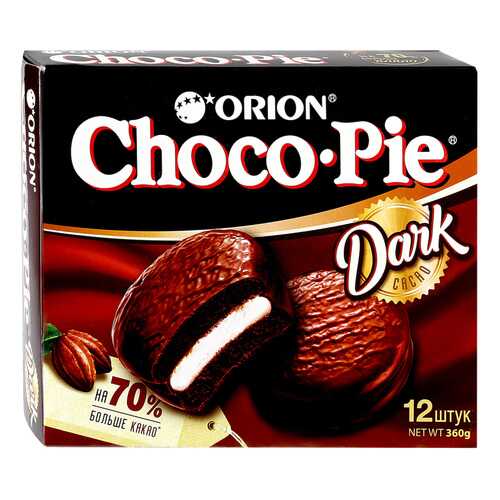 Пирожное Orion Choco Pie Dark в глазури 12 шт 30 г в Верный