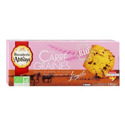 Печенье Biscuiterie de l'Abbaye Le Carre Graine BIO кунжут-подсолнечник-шоколад 140 г в Верный