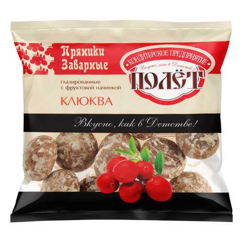 Пряники Полет заварные глазированные с начинкой клюква 300 г в Верный