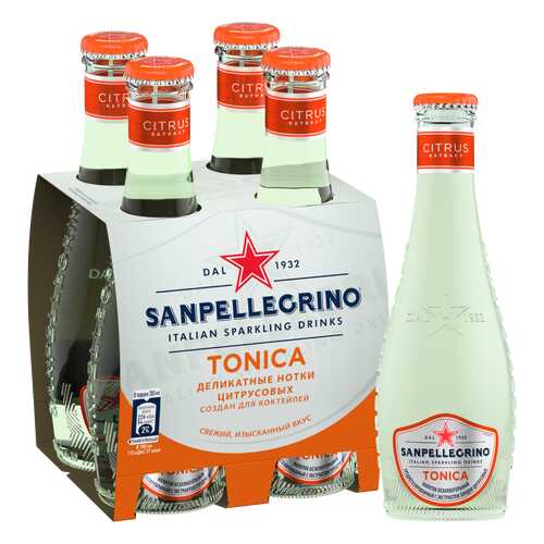 Напиток безалкогольный газированный S.Pellegrino Tonica Citrus, 4 шт по 0,20л в Верный