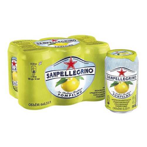 Напиток б/алк газ S.Pellegrino грейпфрут 0.33 л ал/б по 6 шт в Верный