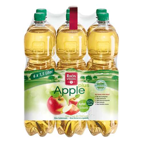 Вода минеральная Rhon Sprudel «Apple Plus» с яблочным соком без сахара 1.5 л 6 шт в Верный
