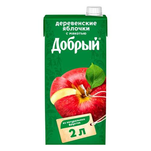 Нектар деревенские яблочки Добрый с мякотью 2 л в Верный
