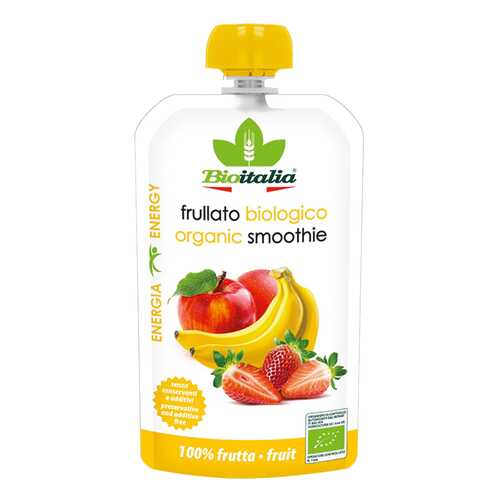 Пюре Bioitalia яблоко-клубника-банана смузи 120 г в Верный